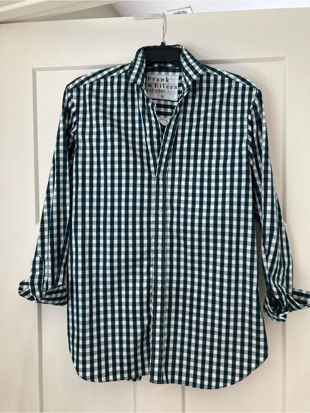 Frank & Eileen Jordy Green and White Gingham Button-Down Shirt